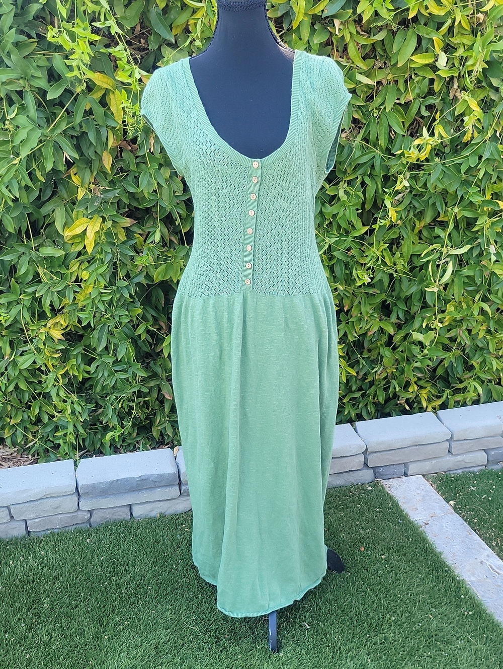 Free People Beach Mirabelle Light Green Button-Front Midi Dress XL